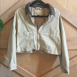 Women's Tan Jacket with Black Collar